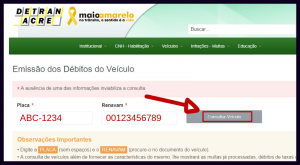 Detran AC Acre Consulta De Pontos Da CNH Multas E IPVA